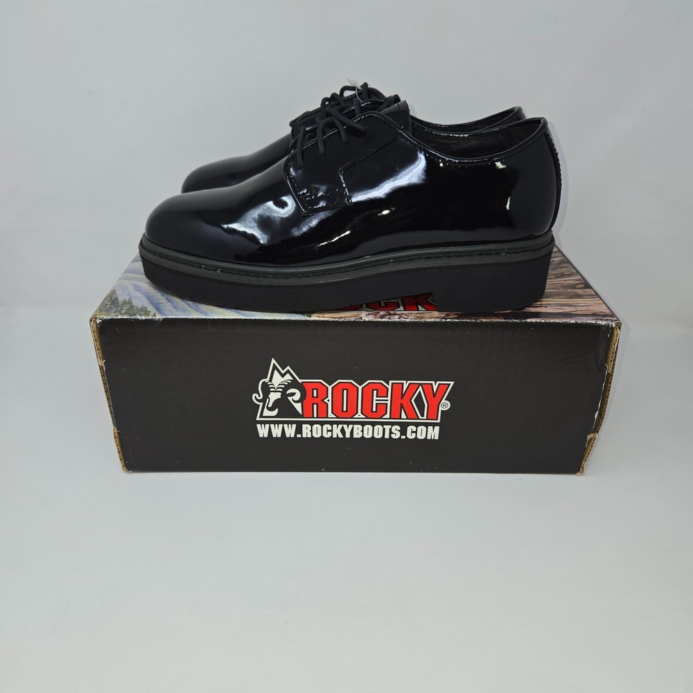 Rocky Mens 7.5M Black High Glass Leather Oxford Dress Show 510-8 New in box